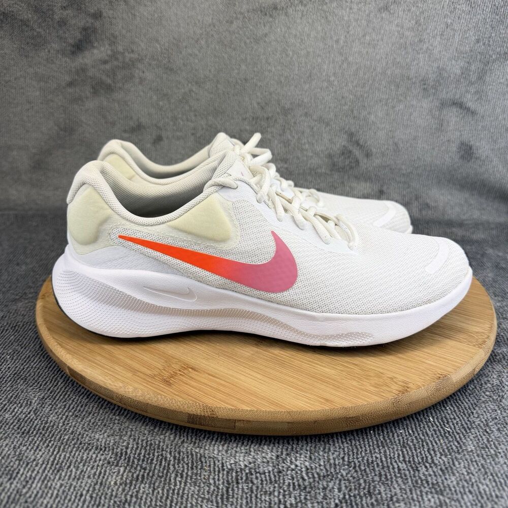 Nike Shoes Womens Size 8 White Mesh Pink Swoosh Running Sneakers FB2208-104